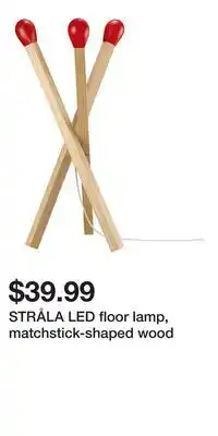IKEA STRÅLA LED floor lamp, matchstick-shaped wood offer