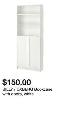 IKEA BILLY / OXBERG Bookcase with doors, white offer