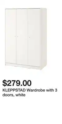 IKEA KLEPPSTAD Wardrobe with 3 doors, white offer