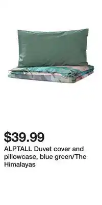 IKEA ALPTALL Duvet cover and pillowcase, blue green/The Himalayas offer