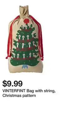 IKEA VINTERFINT Bag with string, Christmas pattern offer