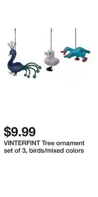 IKEA VINTERFINT Tree ornament set of 3, birds/mixed colors offer