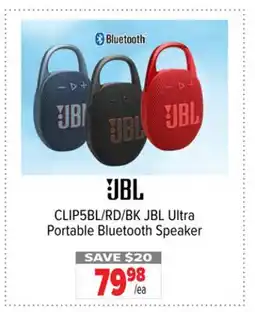 2001 Audio Video CLIP5BL/RD/BK JBL Ultra Portable Bluetooth Speaker offer