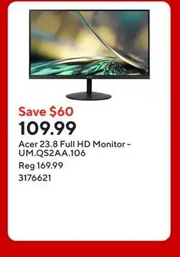 Staples Acer 23.8 Full HD Monitor - UM.QS2AA.106 offer