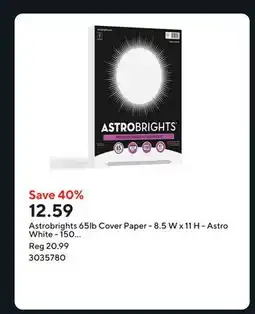 Staples Astrobrights 65lb Cover Paper - 8.5 W x 11 H - Astro White - 150 Sheets (98251) offer