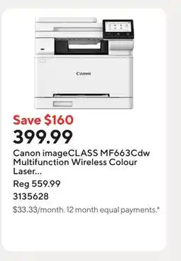 Staples Canon imageCLASS MF663Cdw Multifunction Wireless Colour Laser Printer - White offer