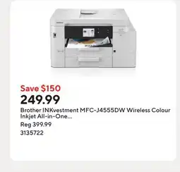 Staples Brother INKvestment MFC-J4555DW Wireless Colour Inkjet All-in-One Printer offer