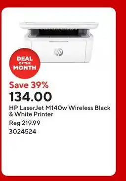 Staples HP LaserJet M140w Wireless Black & White Printer offer