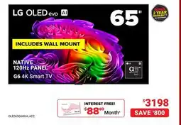 Visions Electronics LG Native 120Hz PANEL G6 4K Smart TV offer