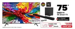 Visions Electronics LG Mini LED QNED evo AI 75 QNED 91 4K Smart TV + Soundstage 2.1-Channel Soundbar System offer