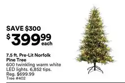 Michaels 7.5 ft. Pre-Lit Norfolk Pine Tree offer