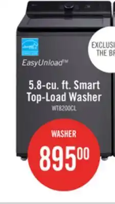 The Brick LG 5.8 Cu. Ft. Smart Top-Load Washer with EasyUnload and AI Sensing - Platinum Black - WT8200CL offer