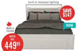 The Brick Alpine Panel Bed with Headboard & Frame, LED, Made in Canada, White - Queen Size offer