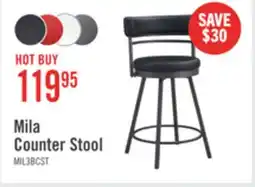 The Brick Mila Counter-Height Stool with Swivel Seat & Vegan Leather Fabric, 25H, Metal - Black offer