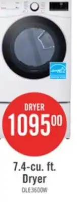 The Brick LG 7.4 Cu. Ft. Smart Electric Dryer - White - Stackable - DLE3600W offer