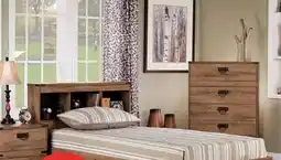 The Brick Driftwood Mates Bed 6pc Set with Storage Headboard, Dresser, Mirror & Nightstand, Brown - Twin Size offer
