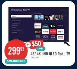 The Brick Westinghouse 43 QLED 4K UHD Smart Roku TV (WR43QC5500) – 2025 Model offer