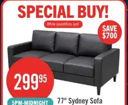 The Brick Sydney 77 Sofa Leather-Look Fabric Sofa with Removable Back Cushions - Black offer