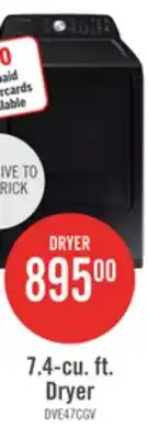 The Brick Samsung 7.4 Cu. Ft. Electric Dryer - Black Stainless Steel - DVE47CG3500VAC offer