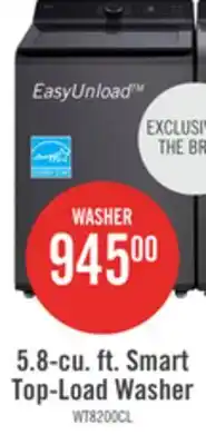 The Brick LG 5.8 Cu. Ft. Smart Top-Load Washer with EasyUnload and AI Sensing offer