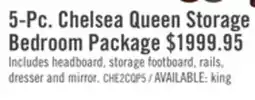 The Brick Chelsea 5pc Bedroom Set with Storage Bed, Dresser & Mirror, Cherry Brown - Queen Size offer