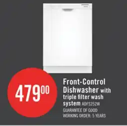 The Brick Amana 24 59 dBA Front-Control Dishwasher with Triple Filter Wash System - White - ADFS2524RW offer