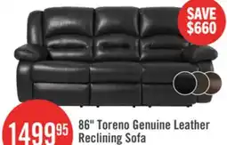 The Brick 86 Toreno Genuine Leather Reclining Sofa offer
