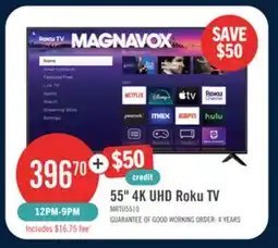The Brick Magnavox 55 4K Ultra HD Roku Smart TV offer