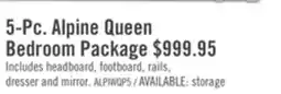 The Brick Alpine 5pc Bedroom Set with Panel Bed, Dresser & Mirror, LED, Made in Canada, White - Queen offer