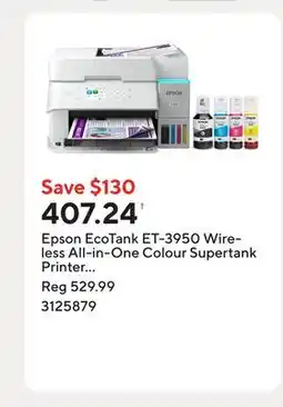 Staples Epson EcoTank ET-3950 Wireless All-in-One Colour Supertank Printer – White offer