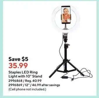 Staples Staples LED Ring Light with 10 Stand offer