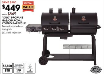 RONA Duo propane gas/charcoal combo barbecue offer