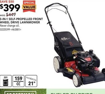 RONA 3-in-1 self-propelled front wheel drive lawnmower offer