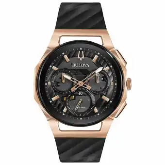 Best Buy Bulova CURV 44mm Men's Chronograph Casual Watch - Black/Rose Gold offer