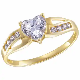 Best Buy Le Reve Collection White Heart Cubic Zirconia Ring in 10K Yellow Gold - Size 8 offer