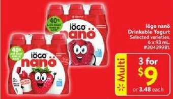 Walmart Iögo nanö drinkable yogurt offer
