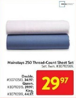 Walmart Mainstays 250 thread-count sheet set offer