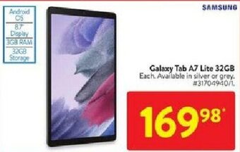 Walmart Galaxy tab A7 lite 32GB offer