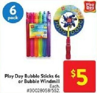 Walmart Play day bubble sticks 6s or bubble windmill offer