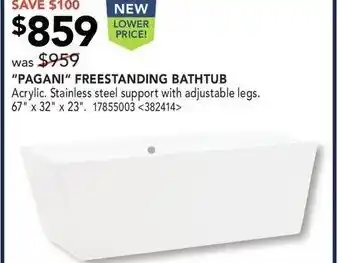 RONA Pagani freestanding bathtub offer