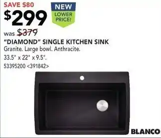 RONA Diamond single kitchen sink offer