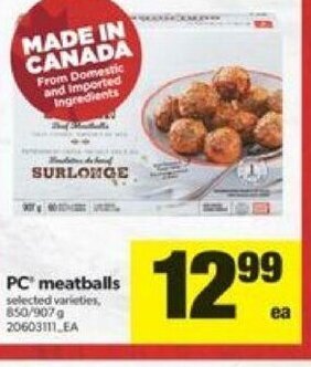 Real Canadian Superstore PC Meatballs offer