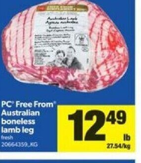 Real Canadian Superstore PC Free From Australian Boneless Lamb Leg offer