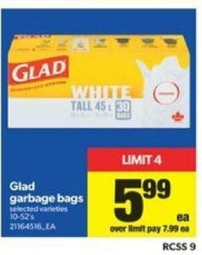 Real Canadian Superstore Glad Garbage Bags offer