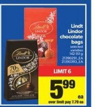 Real Canadian Superstore Lindt Lindor Chocolate Bags offer