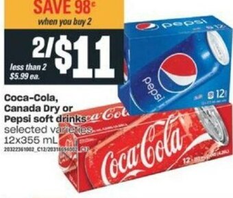 Valu-mart Coca-Cola Canada Dry or Pepsi Soft Drinks offer