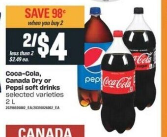 Valu-mart Coca-Cola Canada Dry or Pepsi Soft Drinks offer