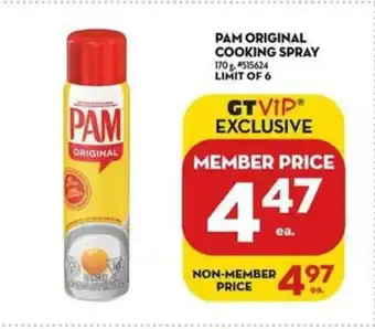 Giant Tiger Pam Original Cooking Spray offer