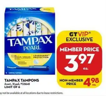 Giant Tiger Tampax Tampons offer