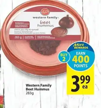 Save on Foods Western family beet hummus offer